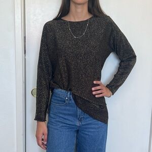 Michael Kors Black Metallic Gold Round Neck Sweater
